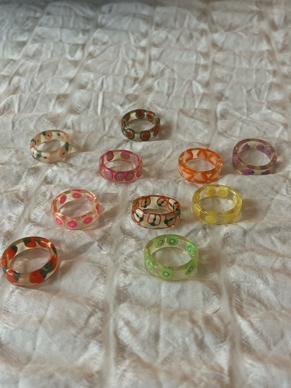 Fruit Pattern Resin Rings - Picture 2 of 2